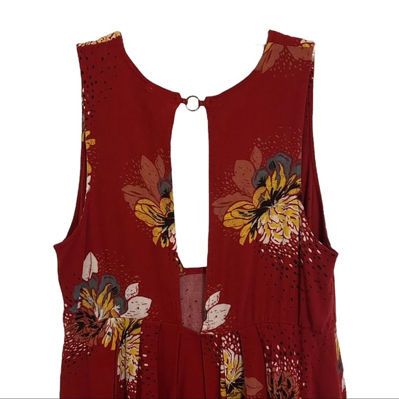 FREE PEOPLE Boho Lovely Day Red Floral Sleeveless Tie Front Dress - Picture 10 of 16